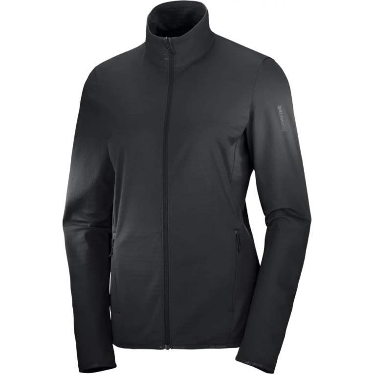 Chaquetas Salomon Essential Lightwarm Full Zip Mujer Negros | MX GTLC825